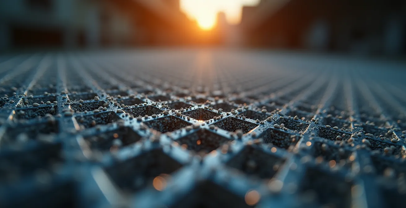 Vue macro d'un filtre industriel montrant l'accumulation de particules