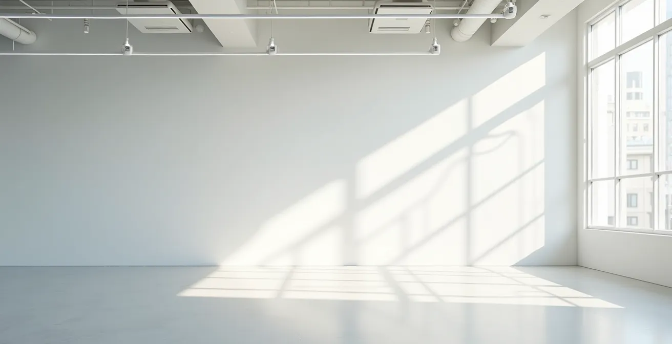 Espace de travail moderne avec système de purification d'air et employés productifs