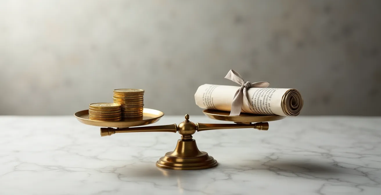 Balance symbolique équilibrant différents éléments d'épargne retraite