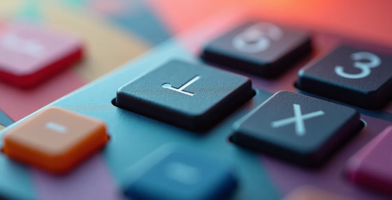 Calculatrice moderne sur bureau avec graphiques colorés abstraits