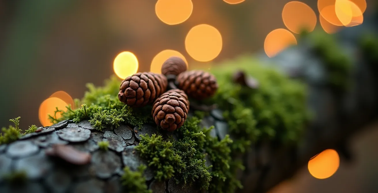 Gros plan sur des textures naturelles de décoration forestière