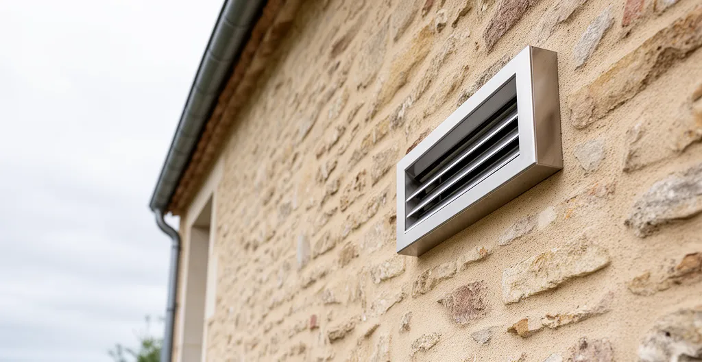 Bouche d'évacuation cuisine installée sur mur extérieur maison