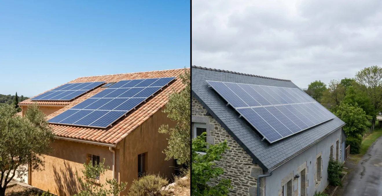 Comparaison installations photovoltaïques entre région ensoleillée du sud et région nuageuse du nord de la France